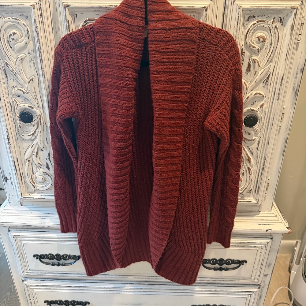Mossimo Supply Co. Open-Front Chunky Cardigan in Rust